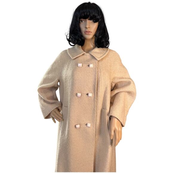 Vintage 1950's Craigleigh Ivory Blouce Double Breasted Swing Coat size large - Picture 8 of 17